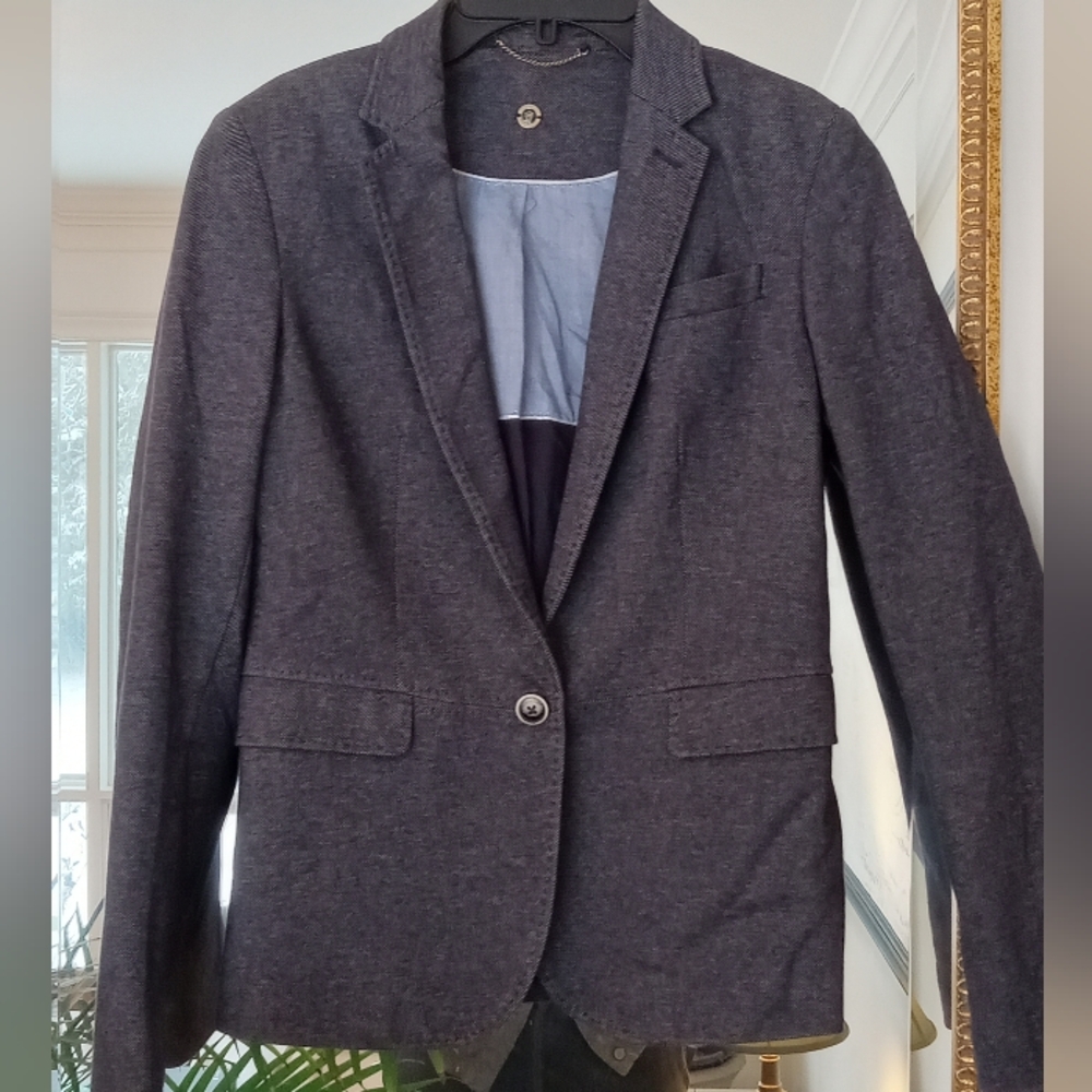 Massimo Dutti Tailored Blazer Size 38 / US 6 Cotton Elastane Stretch Jacket